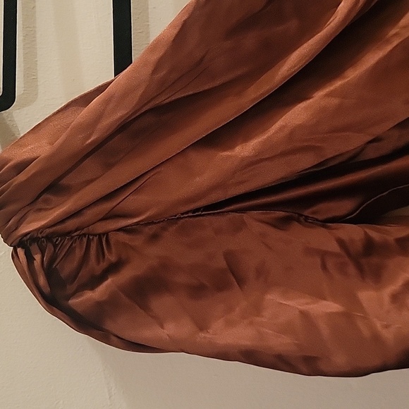 Amanda Uprichard Brown Sexy Silk Draped Dress NWOT Party Festive Holiday - Picture 2 of 13